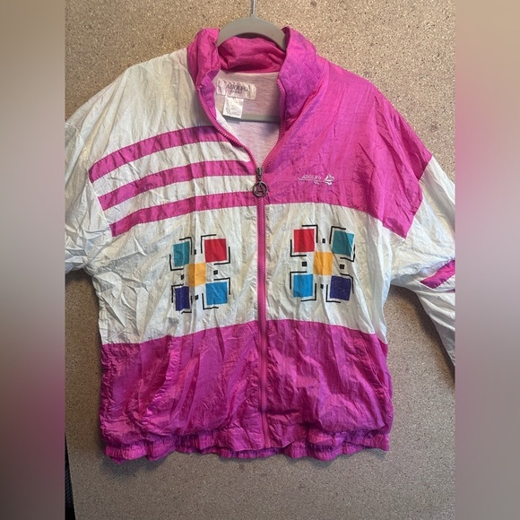 Adolfo Sport Vintage Pink and White Windbreaker Size Large - Picture 1 of 9
